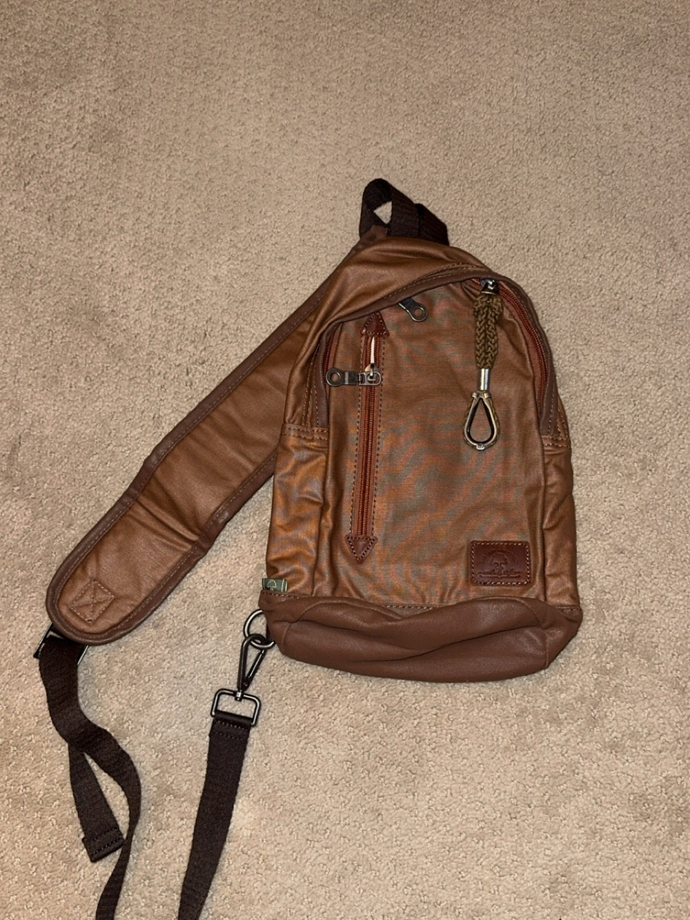 Brown Sling Bag - Casual Crossbody Backpack